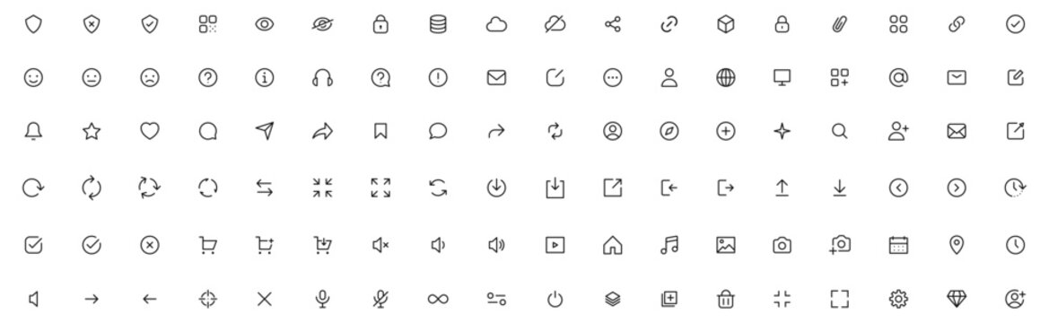 Basic user interface icon set, Ux/Ui Icons . Mega set of outline icons in trendy thin line style. for app, web, website icon collection. editable stroke