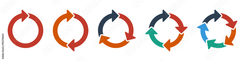 Poster Circle arrows icon vector diagram infographic set. Sync repeat and reload arrow icon, rotate arrow symbol, Vector illustration	