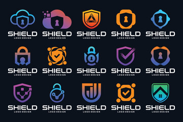 Set of shield security logo design.