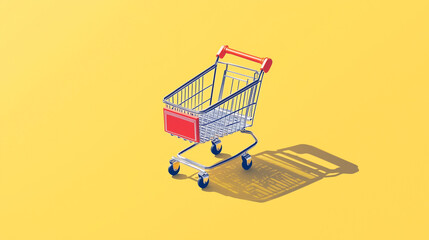 Koszyk zakupowy przedstawiony symbolizujący funkcję e-commerce i działalność biznesową w internecie.