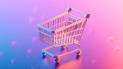 Koszyk zakupowy przedstawiony symbolizujący funkcję e-commerce i działalność biznesową w internecie.