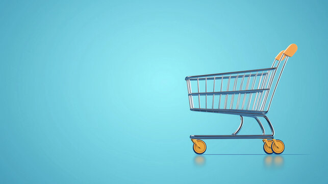 Koszyk zakupowy przedstawiony symbolizujący funkcję e-commerce i działalność biznesową w internecie.