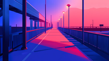 A bridge with minimalist urban landscape style. Bridge. Illustration