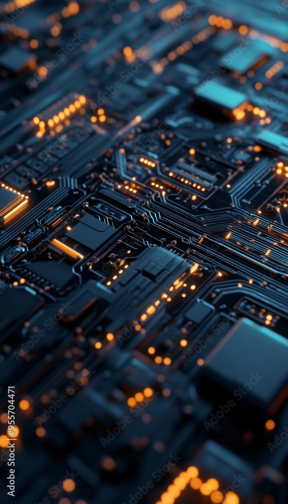 Aufkleber futuristic abstract circuit board design showcasing advanced technology and digital processing