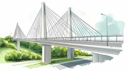 Naklejka premium Technical diagram of the bridge. Bridge. Illustration