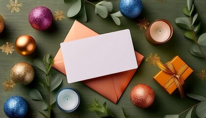 Gift card mockup with colorful design element