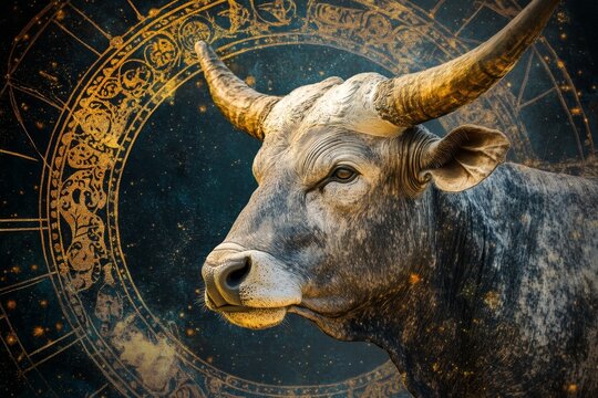 Twelve zodiac symbols  captivating photography of the taurus horoscope sign in focus