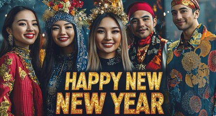 Happy New Year 2025  Celebrating Around the World Global Traditions A montage of global New Year celebrations