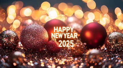 Happy New Year 2025  Glitter and Sparkles A dazzling display of glitter and sparkles filling the scene