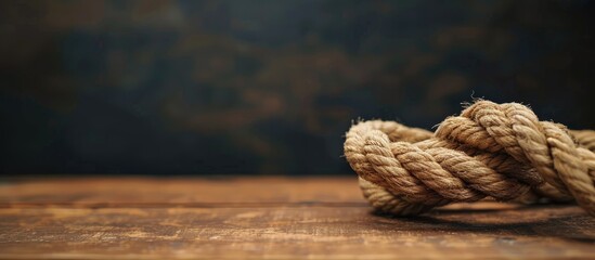 Brown Nautical Strong Rope On The Table Close Up