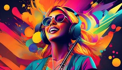 Music event poster mockup with vibrant graphics