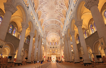 Interior of Basilica of Sainte Anne de Beaupre set along the Saint Lawrence River near Historic...