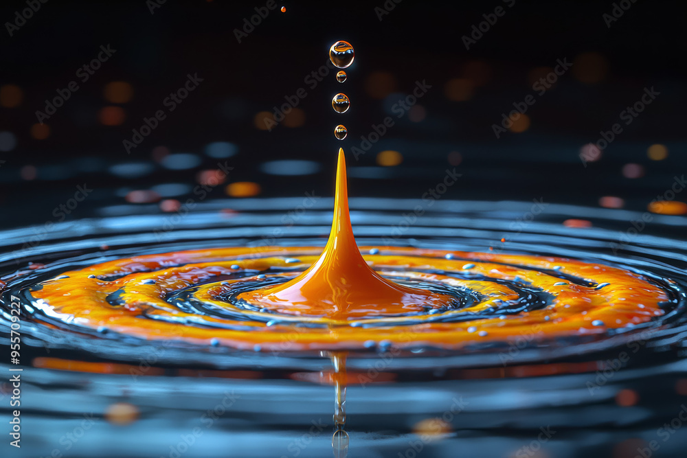 Poster a droplet of paint dripping from a brush and forming a mesmerizing pattern on canvas. concept of cre
