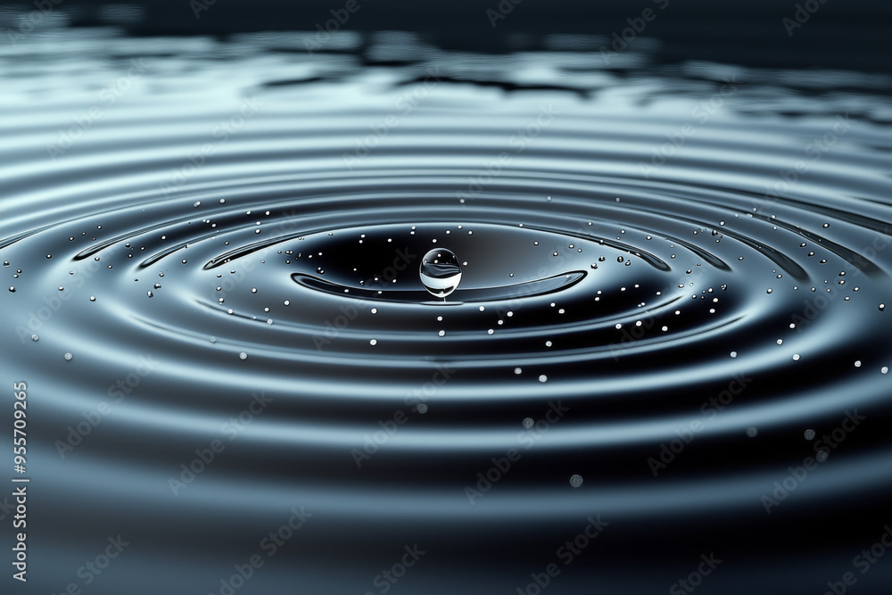 Poster a droplet of liquid slowly sliding down a slanted surface, tracing a path with its movement. concept