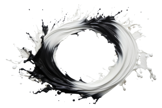 PNG Geometric shapes splattered monochrome splashing.