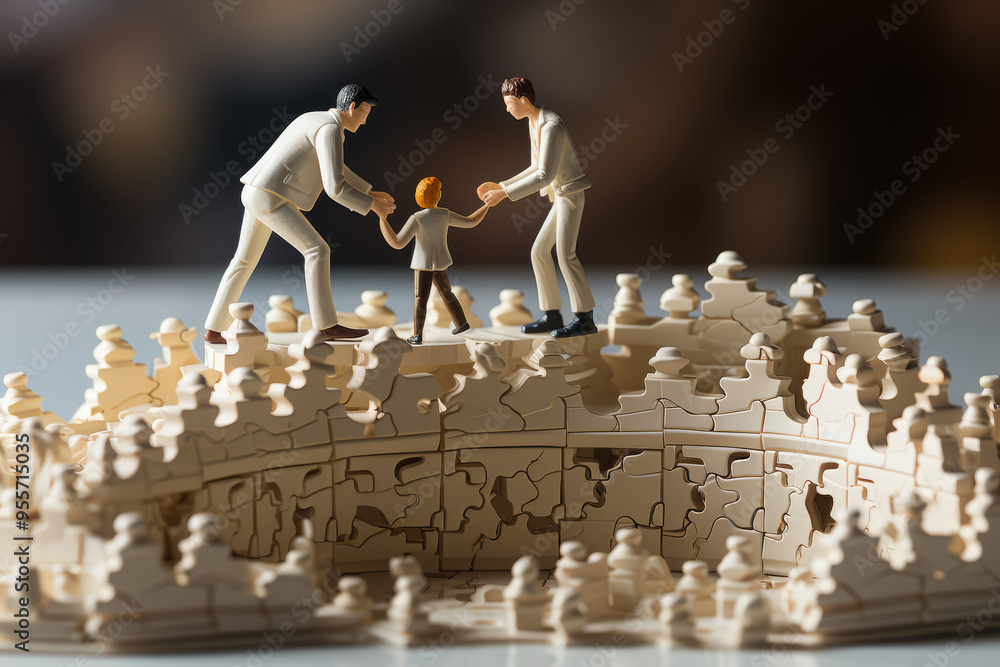 Poster a partner helping the other with a difficult task. concept of teamwork. generative ai.