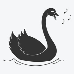 Stunning Black Swan Bird Roar Silhouette Vector Art
