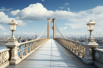 Fototapeta premium A bridge connecting two different worlds. Concept of unity and connection. Generative Ai.