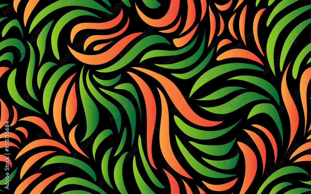 Canvas Prints abstract floral seamless pattern hand drawn luxurious green orange abstract seamless pattern vector 