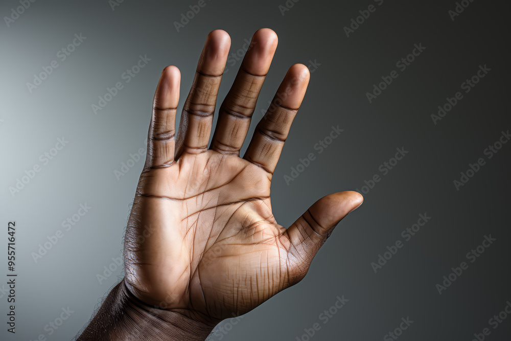 Poster a hand reaching out to a shadow. concept of confronting one's fears. generative ai.