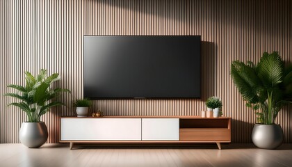 TV screen mockup with a contemporary background.
