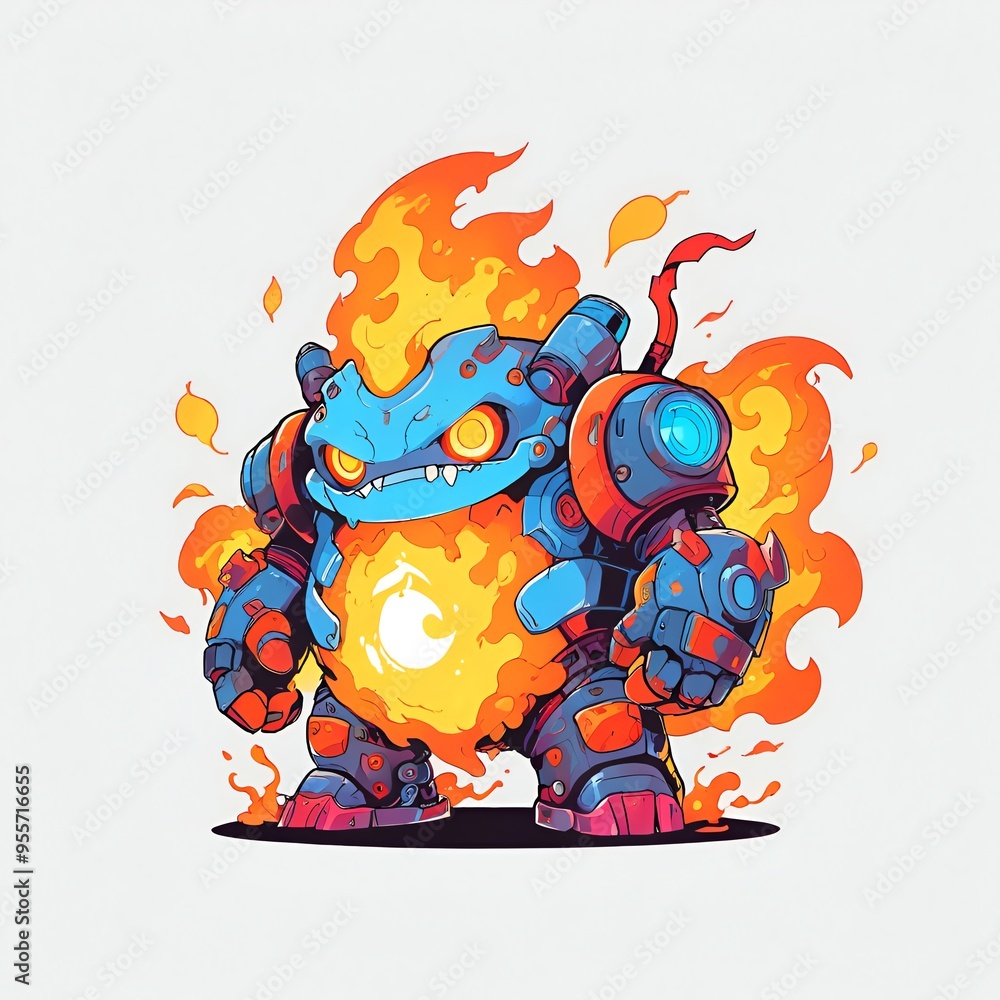 Canvas Prints Fiery Robot Monster