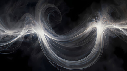 Abstract smoke clouds rising and swirling in an infinite loop, with the smoke appearing almost like waves of energy