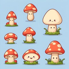 Cute Cartoon Mushrooms Illustration