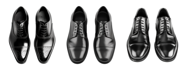 Black Formal Shoes Pair Set on Transparent Background