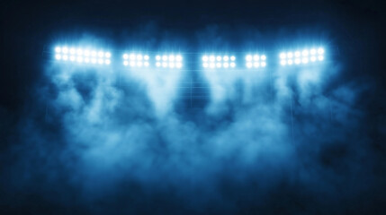 Obraz premium Światła stadionowe oświetlające ciemne nocne niebo, przygotowujące boisko piłkarskie do rozgrywek. Mocne reflektory zapewniają doskonałe warunki do gry i tworzą spektakularny widok na nocne wydarzenia