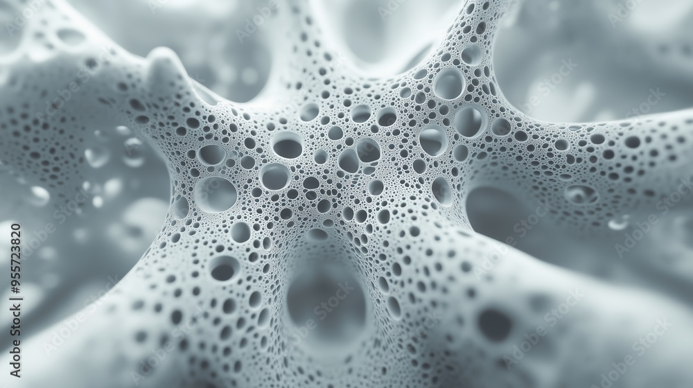 Poster intricate network of white porous material showcasing fine details and textures in a close-up view u