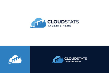 Cloud statistic logo design, Cloud with marketing chart logo combination