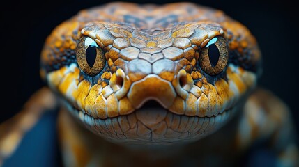 Fototapeta premium surreal portrait of regal snake in tailored business suit studio lighting dramatizes reptilian features against dark background blend of nature and corporate aesthetics
