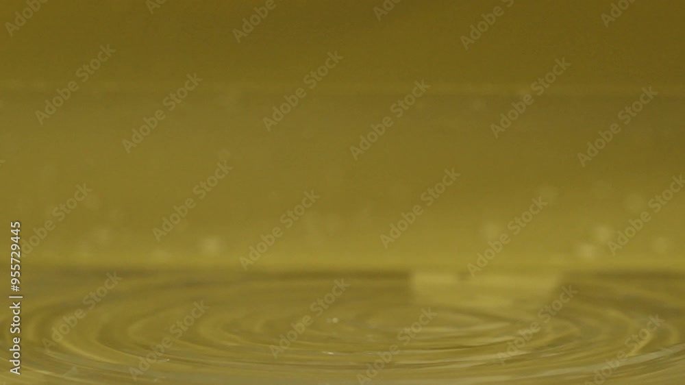 Aufkleber close up water dropping in to wet floor with separated yellow background and splashing and spilling 