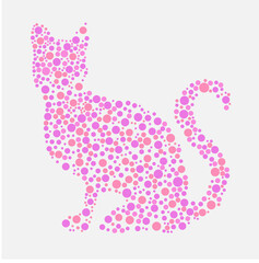 Dog Illustration with a combination of round images with pink