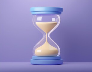 3D hourglass with sand slowly trickling through the bulb