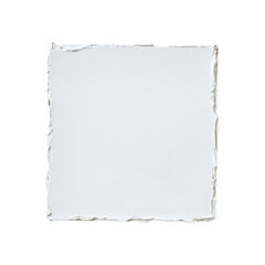 A white square with a rough, textured edge. The background is black.