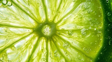 Green lime slice. Macro fruit photo