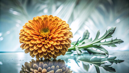 Fototapeta premium orange flower on blue backgroundflower, nature, plant, flowers, yellow, garden, orange, spring, summer, flora, macro, blossom, bloom, beauty, sunflower, leaf, chrysanthemum, floral, dahlia, petal, bud
