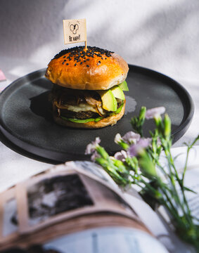 hamburger on a plate