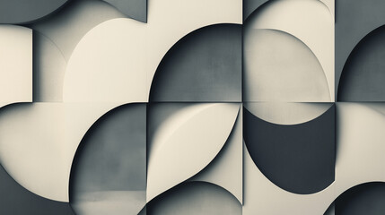Minimalist abstract design with geometric shapes and soft gradients in shades of black, white, and gray, creating a modern and sophisticated visual composition.