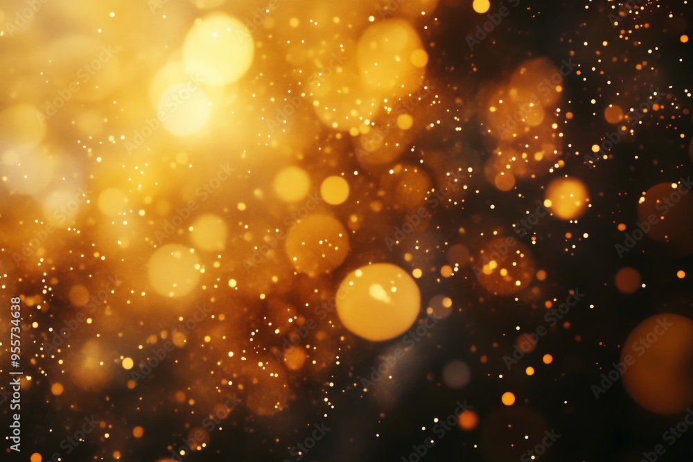 Poster a shimmering display of golden bokeh lights against a dark background creating a captivating, festiv