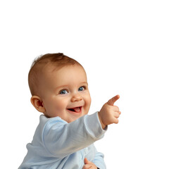 Lovey baby pointing to choose and press transparent background