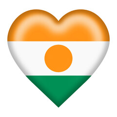 Niger flag heart button with clipping path