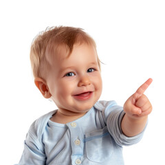 Lovey baby pointing to choose and press transparent background
