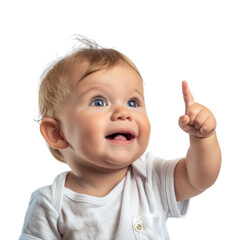 Lovey baby pointing to choose and press transparent background