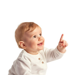 Lovey baby pointing to choose and press transparent background