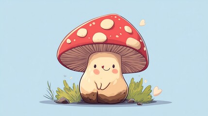 a cute 3d cartoon mushroom