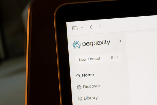Portland, OR, USA - Sep 1, 2024: Website homepage of Perplexity, a free AI-powered research and conversational search engine, is seen on a laptop computer.