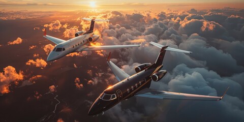 Two private aircraft one twin jet and one twin turboprop